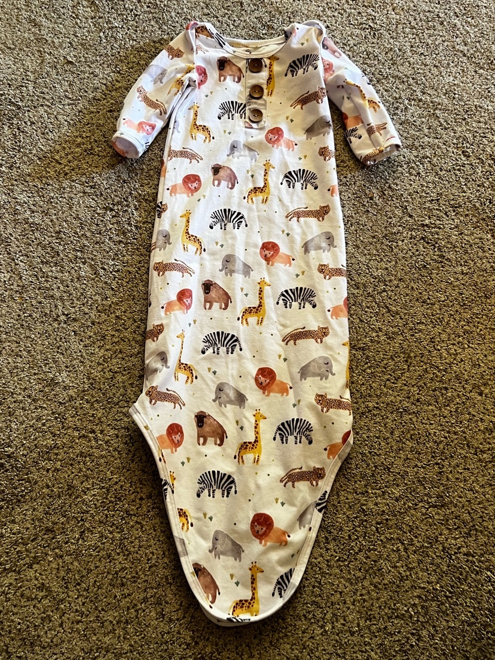 Caden Lane Newborn Gown Animal Print with Buttons